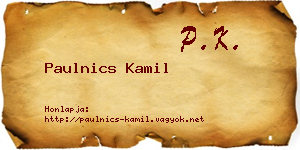 Paulnics Kamil névjegykártya
